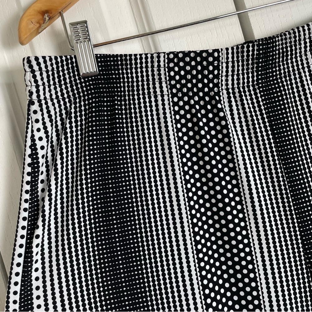 Chico's Polka Dot Stripe Pull On Pants Women’s L Ankle Black White Stretch EUC - Picture 5 of 13